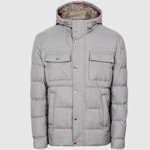REISS Bello Jacket Puffer Hooded Grey Light Sz Small